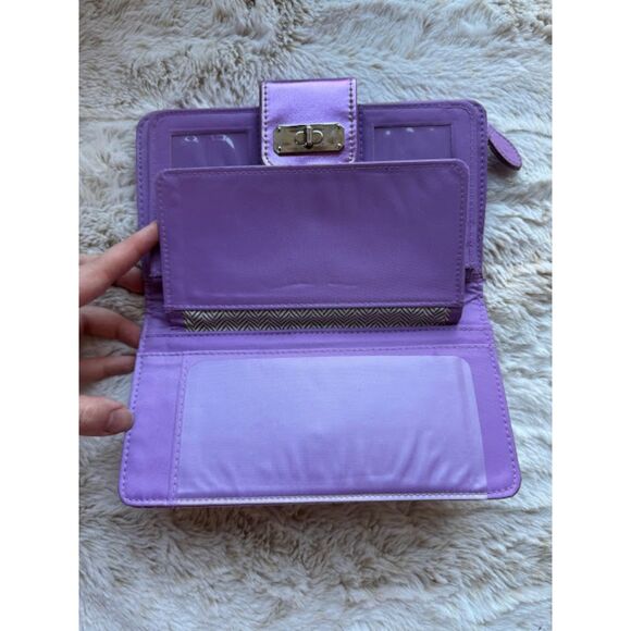 Bundle of 2 Girl's Wallets Cute Teen Youth Purple Gold Flowers Hearts 3D Stylish - Picture 6 of 9